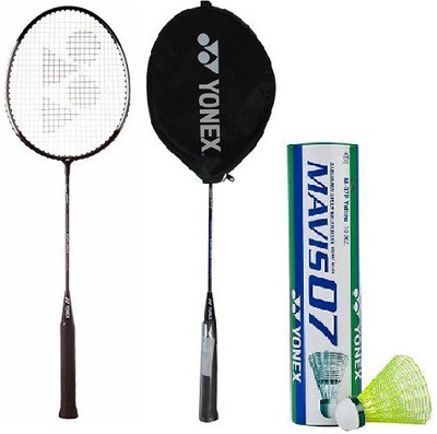 

Yonex Combo of Three, Two Gr 303 Saina Nehwal Special Edition Badminton Racquet and One Box 'Mavis 07' Shuttlecock (Pack of 6)- Badminton Kit