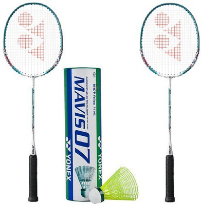 

Yonex Combo of Three, Two 'Muscle Power 2' Badminton Racquet and One Box 'Mavis 07' Shuttle cock (Pack of 6) (Color On Availability)- Badminton Kit