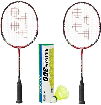 

Yonex Combo of Three, Two 'Muscle Power 2 Jr' Badminton Racquet and One Box 'Mavis 350' Shuttle Cock (Pack of 6) Badminton Kit