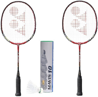 

Yonex Combo of Three, Two 'Muscle Power 2 Jr' Badminton Racquet and One Box 'Mavis 10' Shuttle Cock (Pack of 6) Badminton Kit