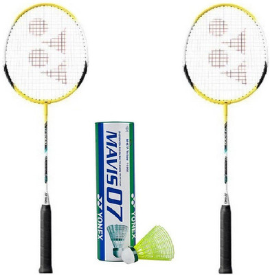 

Yonex Combo of Three, Two 'B-5000i' Badminton Racquet and One Box 'Mavis 07' Shuttle cock (Pack of 6) (Color On Availability)- Badminton Kit