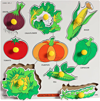 

Variety Gift Centre Wooden Vegetables Large With Big Knob(Multicolor)