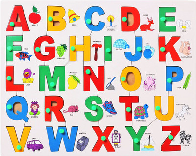 

Variety Gift Centre English Wooden Alphabet Picture Match With Knob(Multicolor)