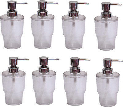

SSS - Oval Soap Dispenser Set Of 8 Pcs (Material : Acrylic Unbreakable) 500 ml Gel, Conditioner, Soap, Shampoo Dispenser(Clear)