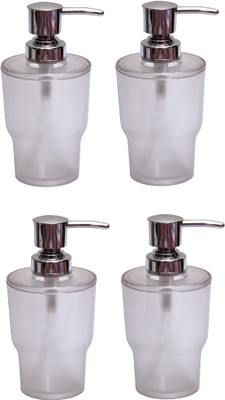 

SSS - Oval Soap Dispenser Set Of 4 Pcs (Material : Acrylic Unbreakable) 500 ml Gel, Conditioner, Soap, Shampoo Dispenser(Clear)
