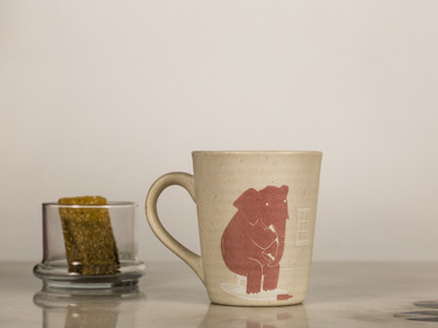 

CollarFolk Elephant In The Room White Ceramic Mug(300 ml), Multicolor