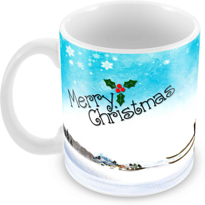 Tuelip Design Merry Christmas and New Year Printed Tea and Coffee 350 ml Ceramic Mug(350 ml), Multicolor