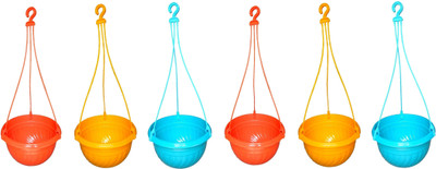 

Truphe Gardening Hanging Pot, Decora Hanging Pot ( 8" Inch Multicolor) - (Pack of 6 In Virgin Plastic) Plant Container Set(Plastic)