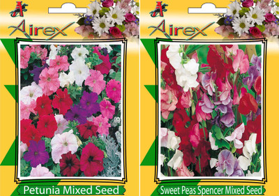 Airex Petunia Mixed and Sweet Peas Spencer Mixed Flower seeds (Pack of 20 Seeds Per Packet) Seed(20 per packet)