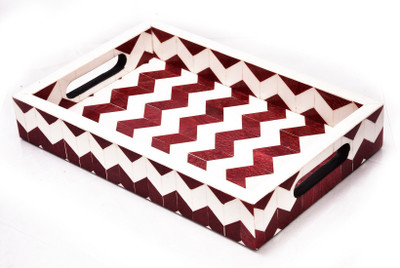 

CRAFTED IDEAS Wooden Tray With Resin Work On Top (12"X8"X2" ) Tray