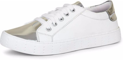 

Bella Toes White-Silver Lace up ( 6636-) Sneakers For Women(White, Silver