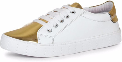 

Bella Toes Designer shoes for Women - Sneakers - Premium White Synthetic Leather Casual Shoes for Women Sneakers For Women(White, Silver, White;golden