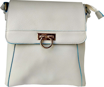 

ALIVE Girls Casual White Leatherette Sling Bag
