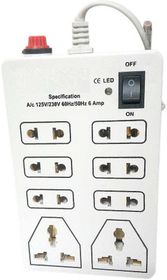 

wowsome 8 socket white extension board 8 Socket Surge Protector(Silver)