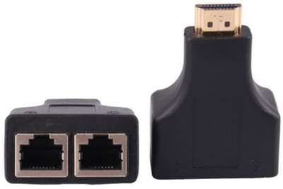 LipiWorld TV-out Cable HDMI Dual RJ45 CAT5e CAT6 LAN Ethernet Cable HDMI Extender Repeater-(1080p) for PS3 HD-DVD STB HDTV Upto 30 Meter(Black, For TV) available at flipkart for Rs.449