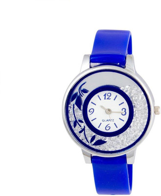 View PMAX Blue Flower Print Dial Movable Diamond PU Strap Analog Watch Watch  - For Women Wrist Watches Price Online(PMAX)