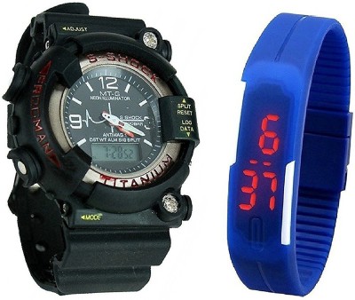 blutech s shock big analogue+Digital LED blue stylish sport watches combo Watch  - For Boys   Watches  (blutech)