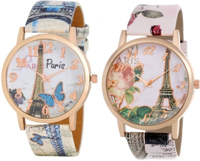 KNACK attractive Eiffel Tower design upcoming stylish bracelet leather belt paris love women combo T10 Watch  - For Girls   Watches  (KNACK)