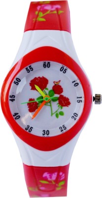 VITREND ™ Red Flower Pattern Silicone Strap-Dial-analog (Colour may vary sent as per availability) New Watch  - For Boys & Girls   Watches  (Vitrend)