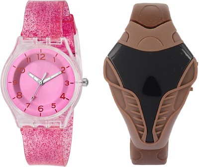 COSMIC brown cobra digital led boys watch with XYZ-SPARKLING dark pink FEATHER OR LIGHT WEIGHT children Watch  - For Boys & Girls   Watches  (COSMIC)