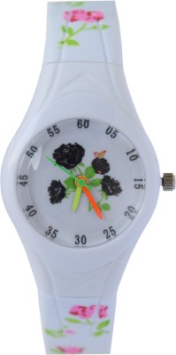 VITREND â?¢ White Flower Pattern Silicone Strap New Watch  - For Boys & Girls   Watches  (Vitrend)