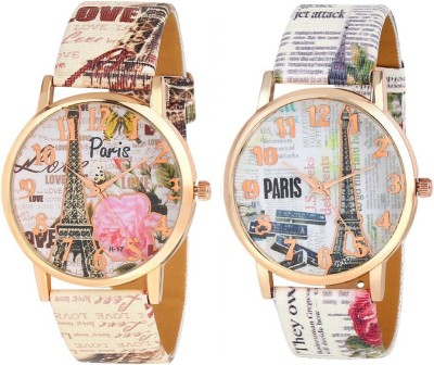 KNACK attractive Eiffel Tower design upcoming stylish bracelet leather belt paris love women combo T7 Watch  - For Girls   Watches  (KNACK)