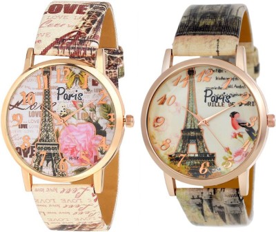 KNACK attractive Eiffel Tower design upcoming stylish bracelet leather belt paris love women combo T6 Watch  - For Girls   Watches  (KNACK)
