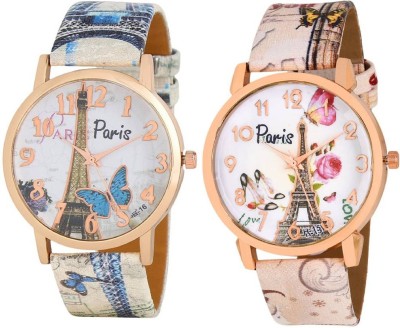 KNACK attractive Eiffel Tower design upcoming stylish bracelet leather belt paris love women combo T8 Watch  - For Girls   Watches  (KNACK)