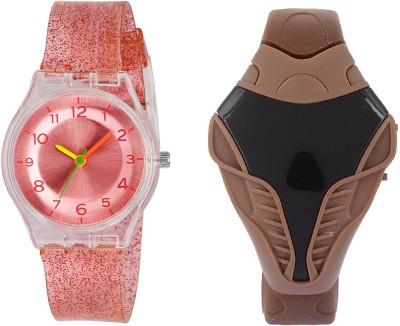 COSMIC BROWN COBRA DIGITAL LED WATCH WITH XYZ-SPARKLING LIGHT RED FEATHER OR LIGHT WEIGHT children Watch  - For Boys & Girls   Watches  (COSMIC)