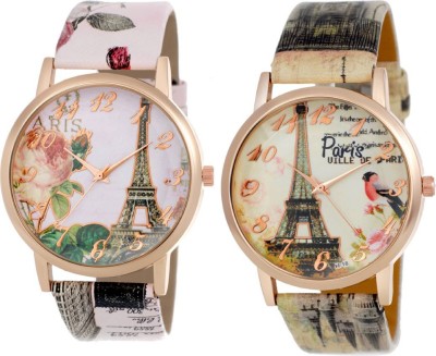 KNACK attractive Eiffel Tower design upcoming stylish bracelet leather belt paris love women combo T25 Watch  - For Girls   Watches  (KNACK)