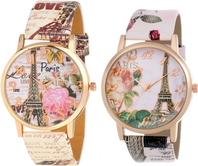 KNACK attractive Eiffel Tower design upcoming stylish bracelet leather belt paris love women combo T4 Watch  - For Girls   Watches  (KNACK)