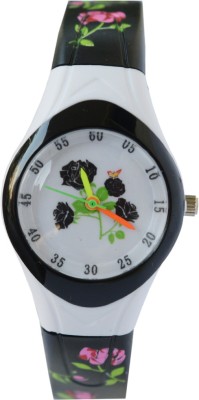 VITREND â?¢ Black Flower Pattern Silicone Strap New Watch  - For Boys & Girls   Watches  (Vitrend)
