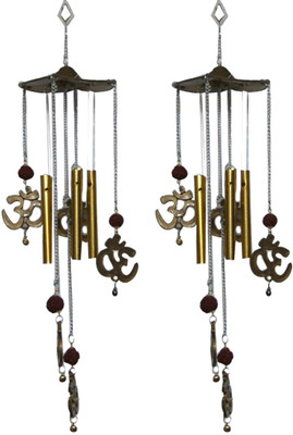 

DivyaMantra Divya Mantra Combo of Two Feng Shui Om Rudraksha Wind Chimes Aluminium Windchime(37 inch, Gold)