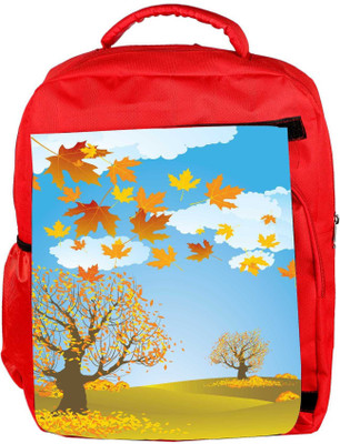 

Snoogg Eco Friendly Canvas Autumn Background Vector Backpack Rucksack School Travel Unisex Casual Canvas Bag Bookbag Satchel 5 L Laptop Backpack(Red)