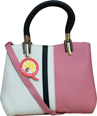 mariQuita Shoulder Bag(White, Pink), Pink;white