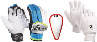 

SG Combo of Three, One Pair 'Elite' Batting Gloves -Youth (R H) , one 'Litevate' Abdominal Guard And One Pair 'League' Inner Gloves (Color On Availability)- Cricket Kit