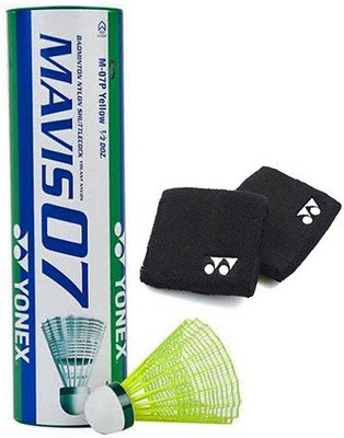 

Yonex Combo of Two, One 'Mavis 07' Shuttle cock (Green Cap) and One Pair of Wrist Band- Badminton Kit