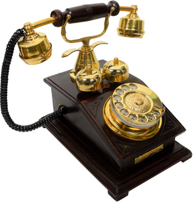 

Interio Crafts Chicago Corded Landline Phone(Brown, Golden)