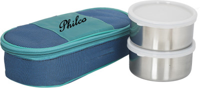 

Philco Royal Blue-Green Lunchbox-2 Steel Container 2 Containers Lunch Box(400 ml), Multicolor