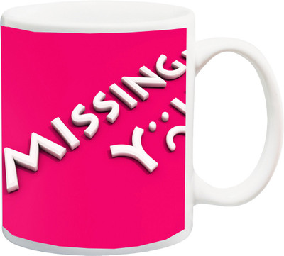 

stylotrendz Missing you pink theme Ceramic Mug(325 ml), White