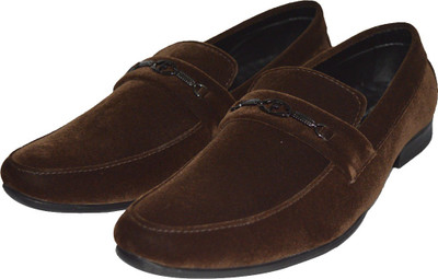 

the fox leather velvet loafer Party Wear For Men(Brown