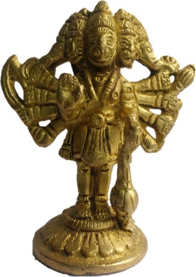 Treehouse Crafts God idol Lord Shri Panchmukhi Hanuman ji statue Handcrafted showpiece for puja Decorative Showpiece  -  6 cm(Brass, Gold)