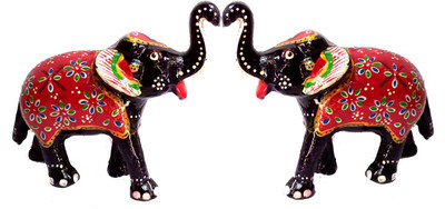 

koushalya handicraft Handmade Crafted Carving Elephant (Blue) For Home & Office Decor,Use Also For Gift Greeting Decorative Showpiece - 6 cm(Paper Mache, Blue, Red)