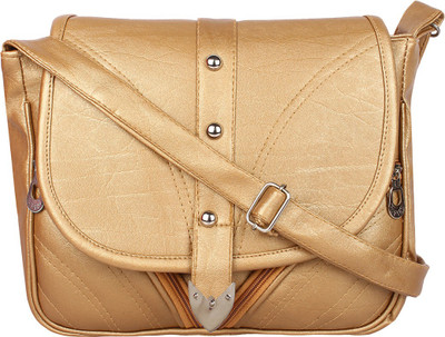 Styles creation Women Casual Gold PU Sling Bag
