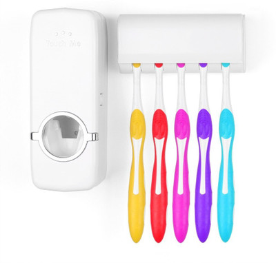 

AAI Automatic Multipurpose Toothpaste Dispenser And Tooth Brush Holder Set Plastic Toothbrush Holder(White, Wall Mount)
