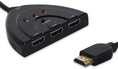 

LipiWorld TV-out Cable 3 Port HDMI Multi Display Auto Switch Hub Box Splitter 1080P HD TV Adapter Cable 3 in 1 Out hdmi switch(Black, For TV)