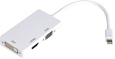

LipiWorld TV-out Cable Thunderbolt Mini Display port DP to HDMI DVI VGA Adapter Converter Cable- mini DP to HDMI/VGA/DVI(White, For Laptop)