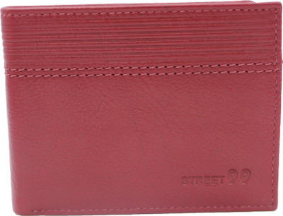 

Street 99 Men Red Genuine Leather Wallet(6 Card Slots)