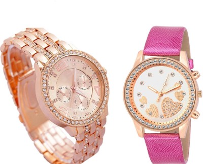 COSMIC Rhinestone Studded Analog ROSE GOLD Dial artificial chronograph with QUEEN OF HEARTSSOOMS SL-0068 SUPER BEAUTIFUL LADIES DIAMOND STUDDED ladies party wear Watch  - For Women   Watches  (COSMIC)