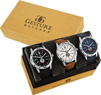 

Gesture 7700- Combo Of Three Elegant Watch - For Men